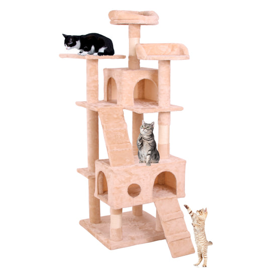 Multi-Level Cat Tree – Plush Altay Velvet Condo with Hammocks & Scratching Posts