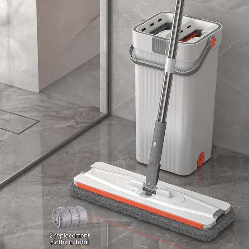 Hands-Free Mop & Bucket Set with 8 Microfiber Pads