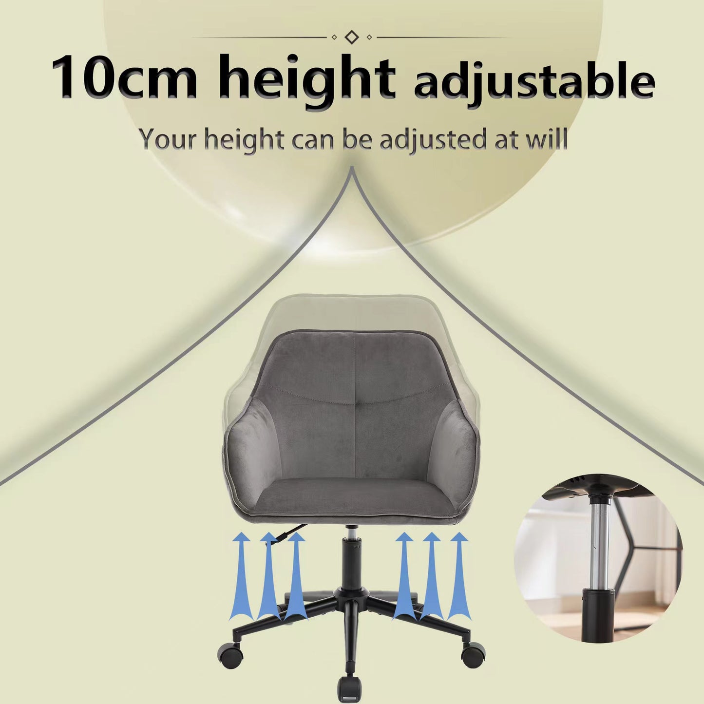 Velvet Office Desk Chair, Modern Home Desk Chair with Wheels