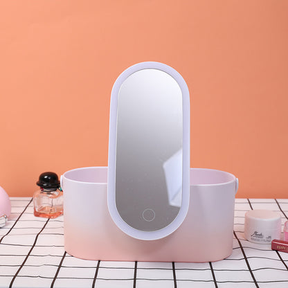 Portable LED Makeup Mirror with Organizer Box