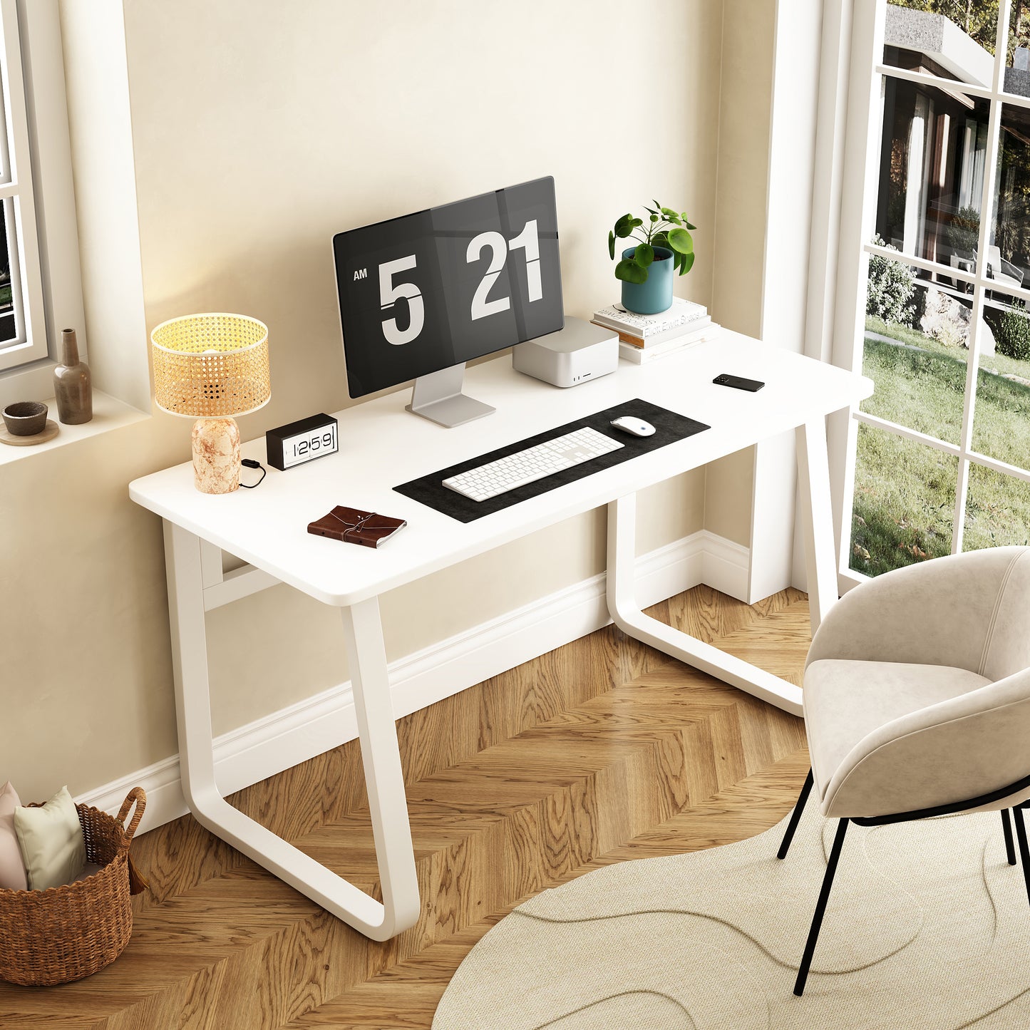 47.2" Modern White Computer & Gaming Desk