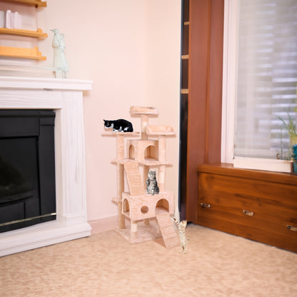 Multi-Level Cat Tree – Plush Altay Velvet Condo with Hammocks & Scratching Posts