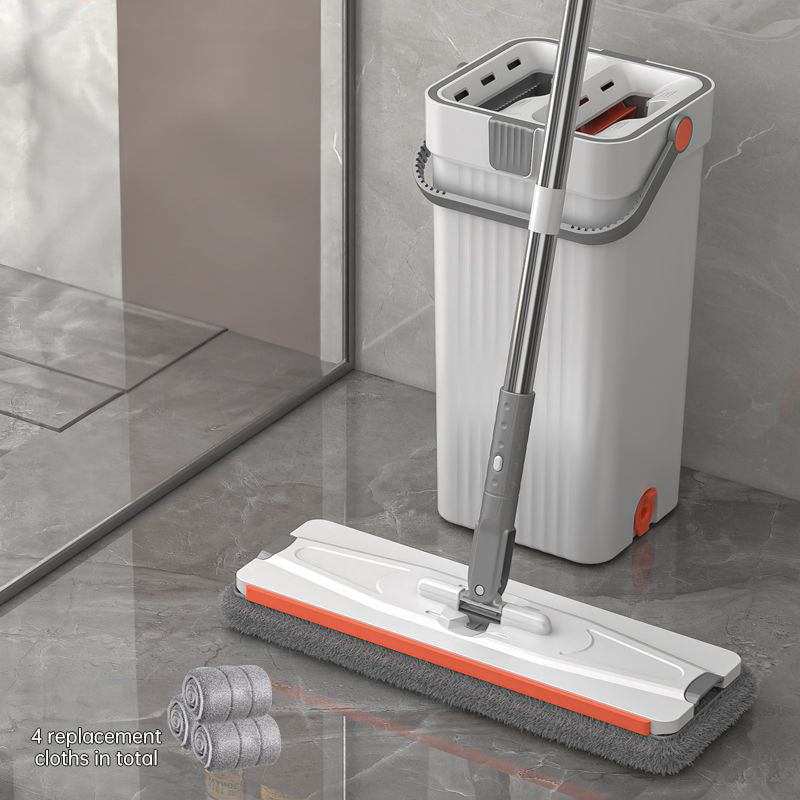 Hands-Free Mop & Bucket Set with 8 Microfiber Pads