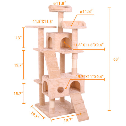 Multi-Level Cat Tree – Plush Altay Velvet Condo with Hammocks & Scratching Posts