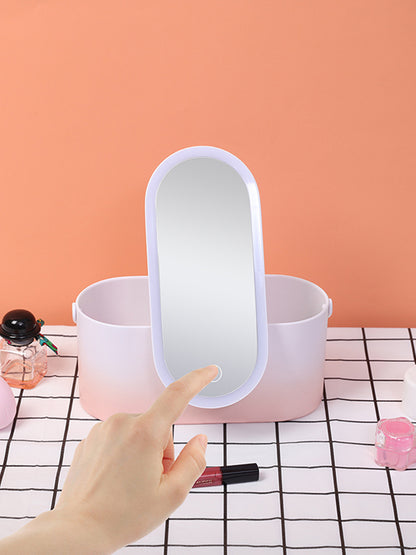 Portable LED Makeup Mirror with Organizer Box