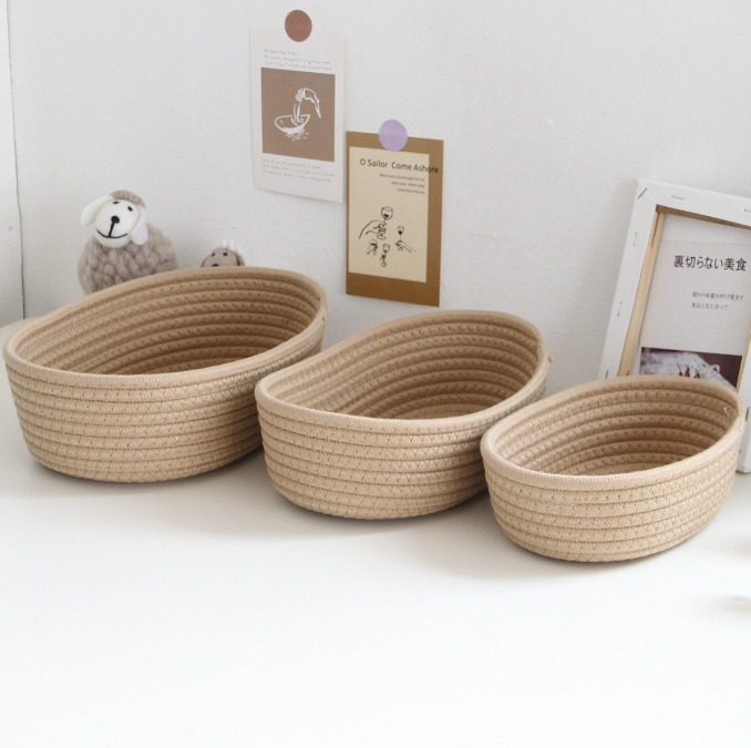 Ship-Shaped Hand-Woven Cotton Rope Storage Basket – Retro Desktop & Hallway Organizer