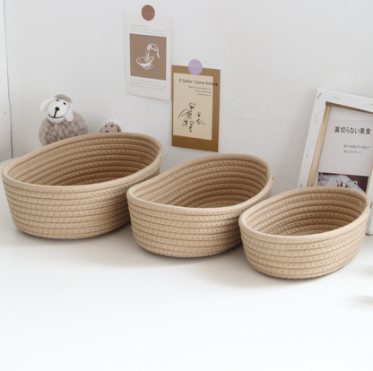 Ship-Shaped Hand-Woven Cotton Rope Storage Basket – Retro Desktop & Hallway Organizer
