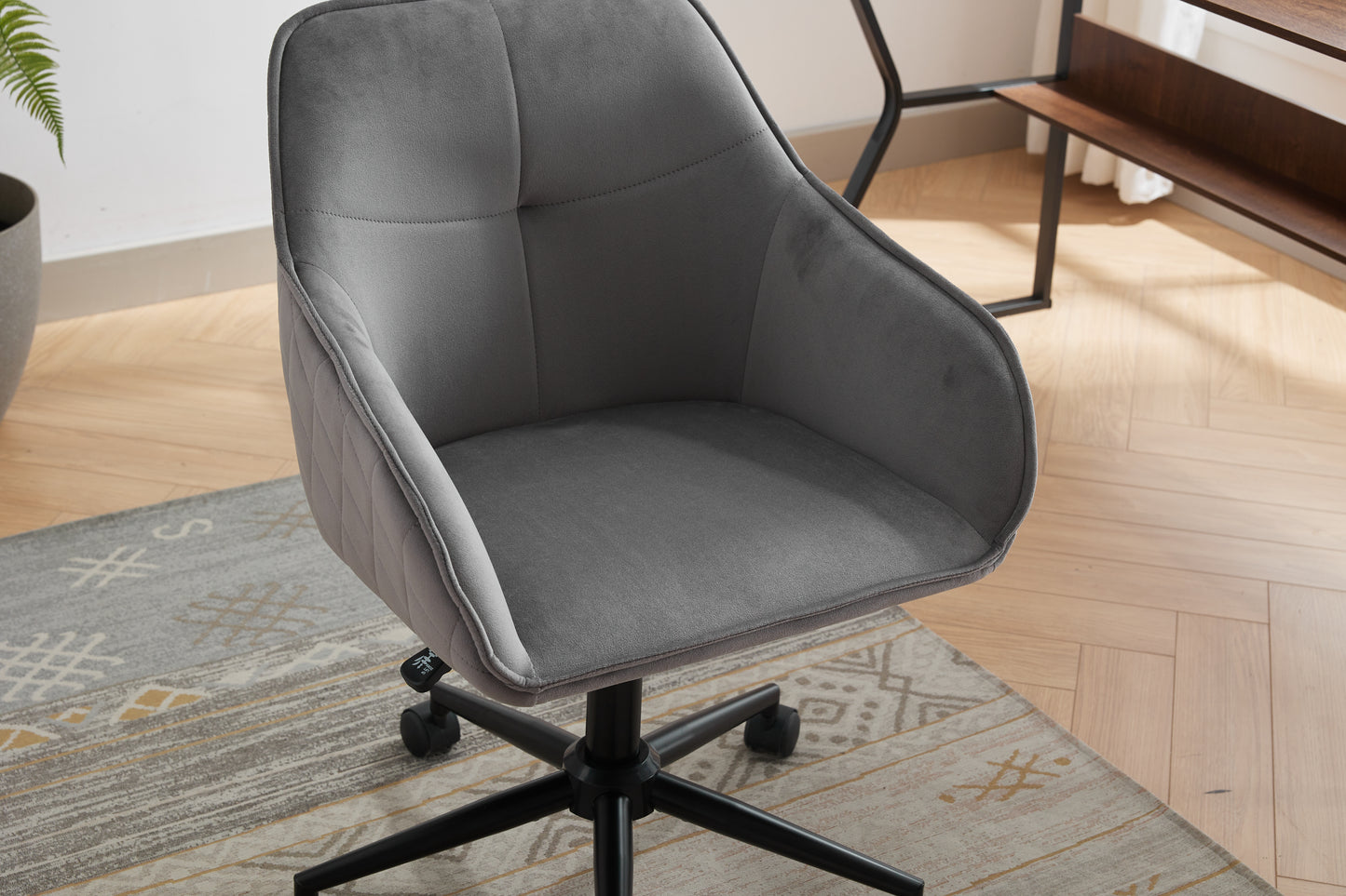 Velvet Office Desk Chair, Modern Home Desk Chair with Wheels