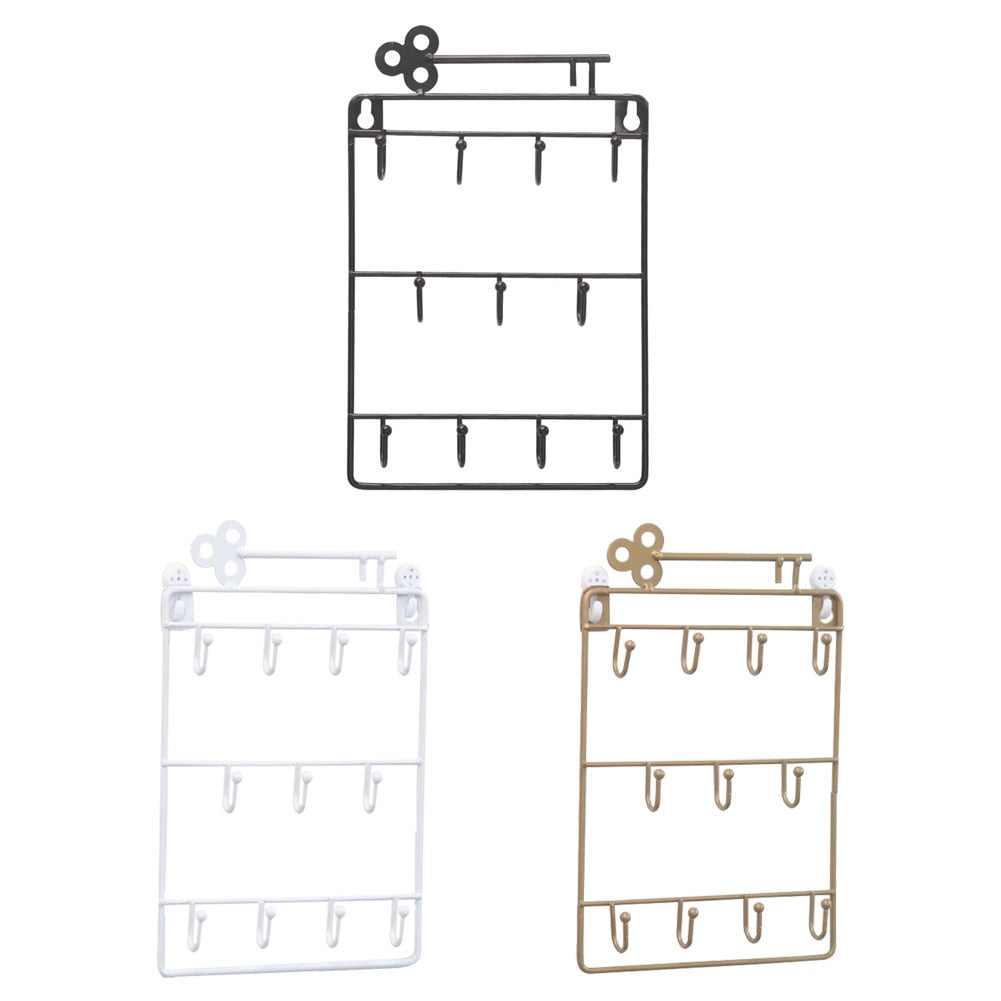 Modern Creative Iron Wall-Mounted Key & Coat Holder — 11-Hook Decorative Organizer