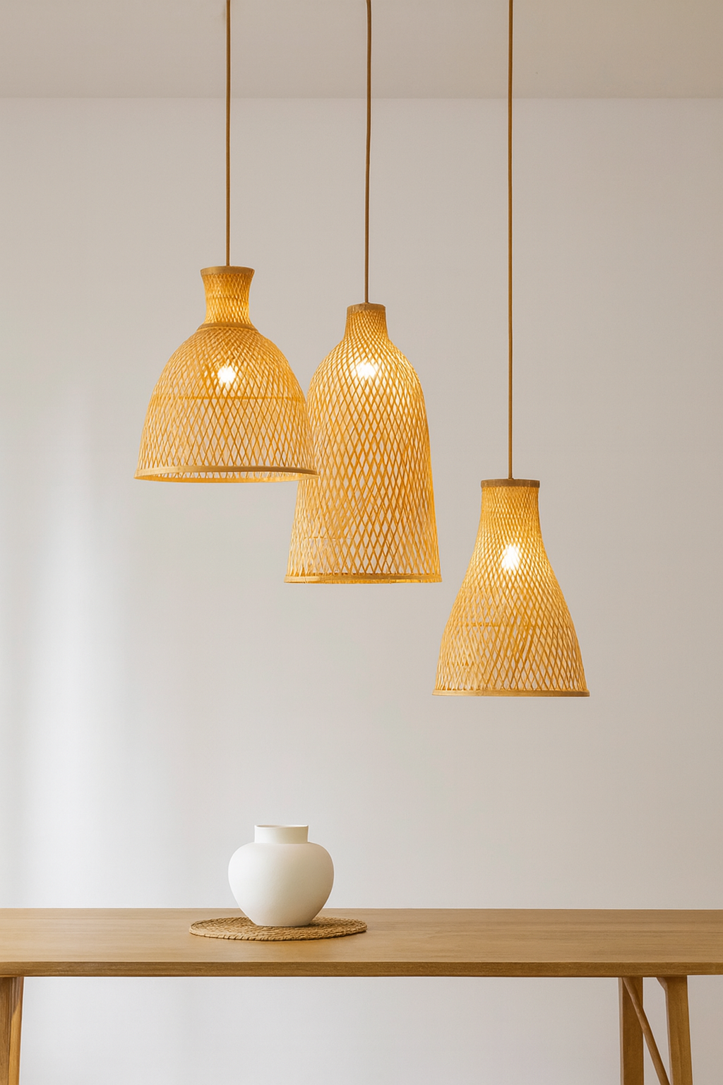 Handcrafted Open-Weave Rattan Pendant Light