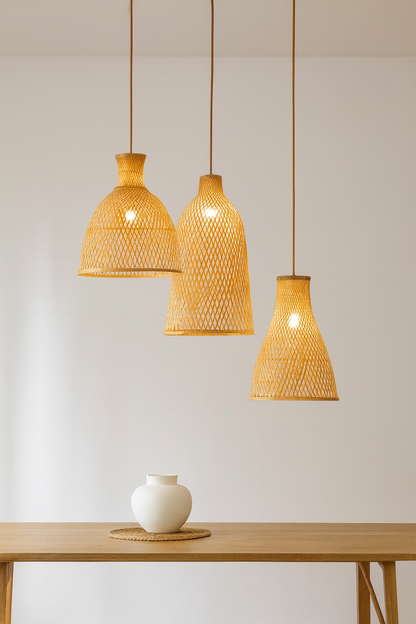 Handcrafted Open-Weave Rattan Pendant Light