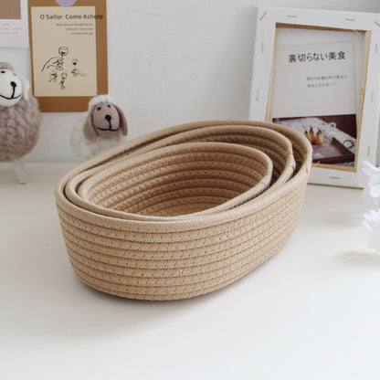 Ship-Shaped Hand-Woven Cotton Rope Storage Basket – Retro Desktop & Hallway Organizer