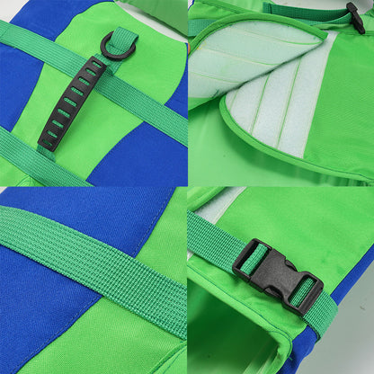 Dog Life Jacket Adjustable Pet Swim Vest – Flotation Safety Rescue Vest for Pool, Surf & Water, with Grab Handle (Tail Design)