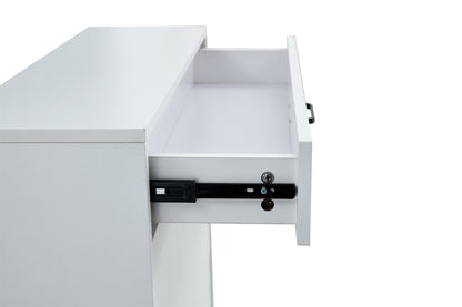 Modern White Shoe Cabinet with Metal Legs — Slim Profile Storage Shelves