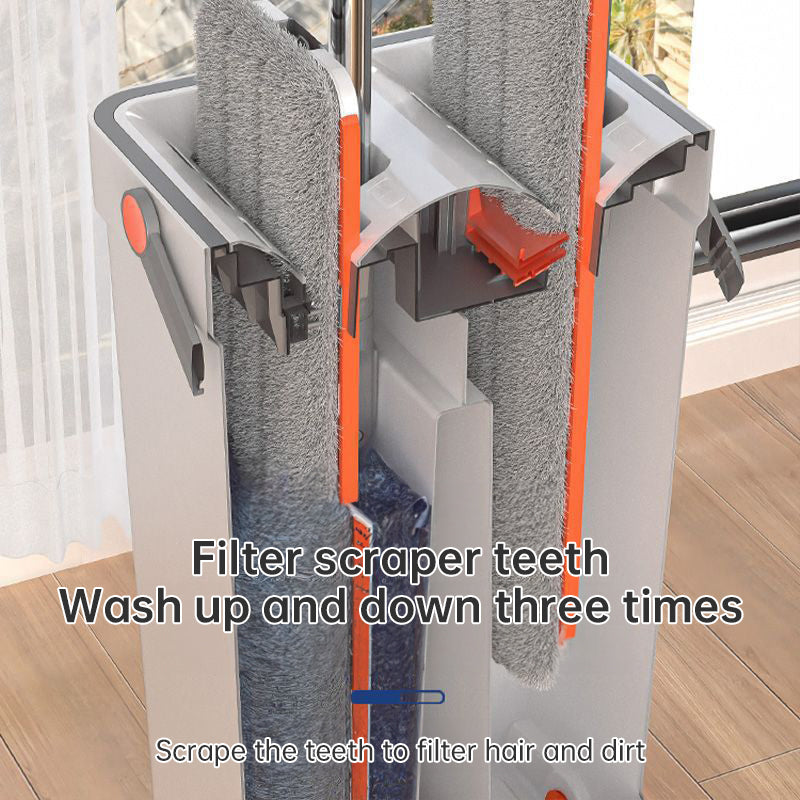 Hands-Free Mop & Bucket Set with 8 Microfiber Pads