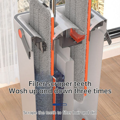 Hands-Free Mop & Bucket Set with 8 Microfiber Pads