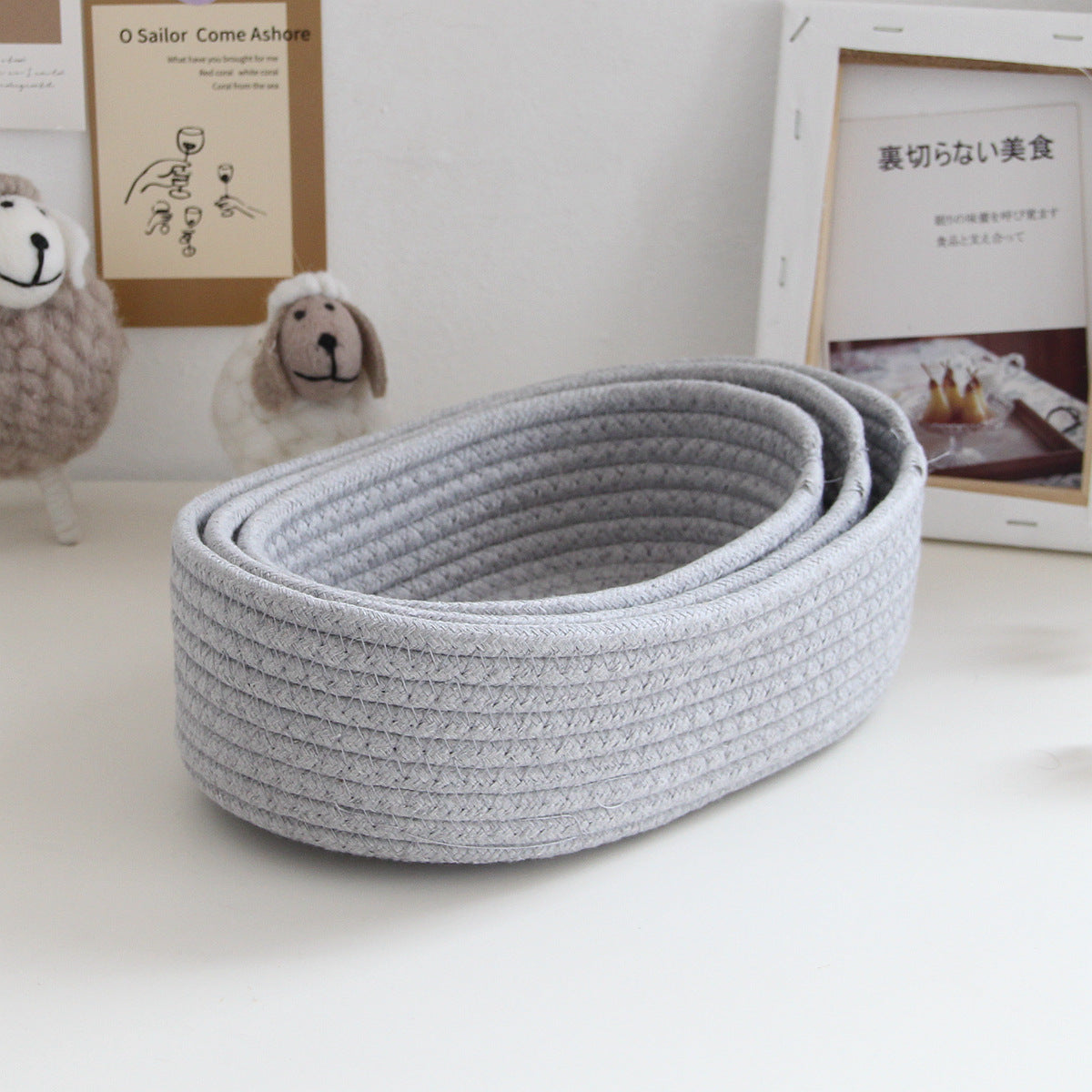 Ship-Shaped Hand-Woven Cotton Rope Storage Basket – Retro Desktop & Hallway Organizer