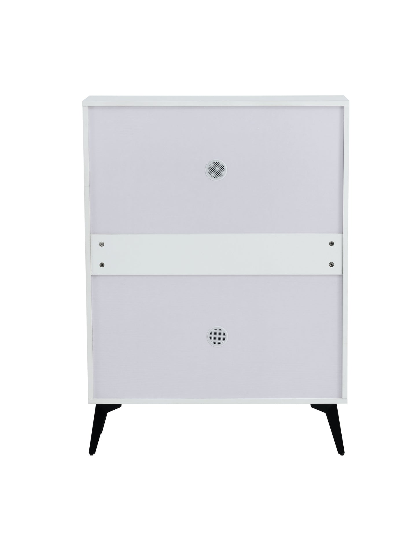 Modern White Shoe Cabinet with Metal Legs — Slim Profile Storage Shelves