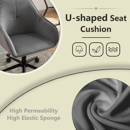 Velvet Office Desk Chair, Modern Home Desk Chair with Wheels