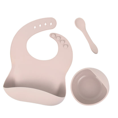 3-Piece Silicone Baby Feeding Set – Waterproof Bib, Suction Bowl & Utensil