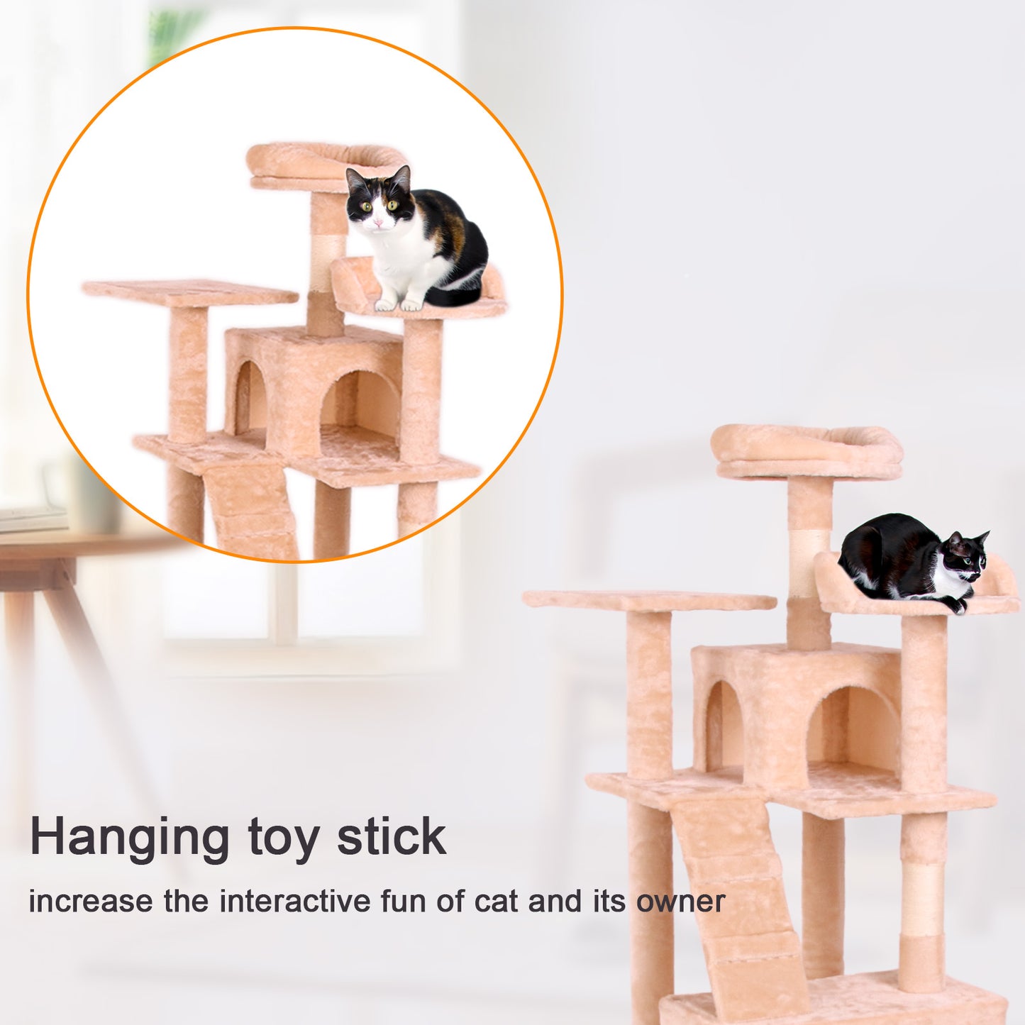 Multi-Level Cat Tree – Plush Altay Velvet Condo with Hammocks & Scratching Posts