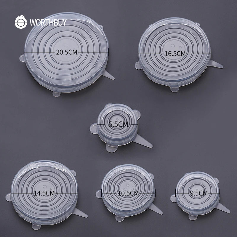 6-Piece Stretch Silicone Food Covers – Reusable Airtight Lids