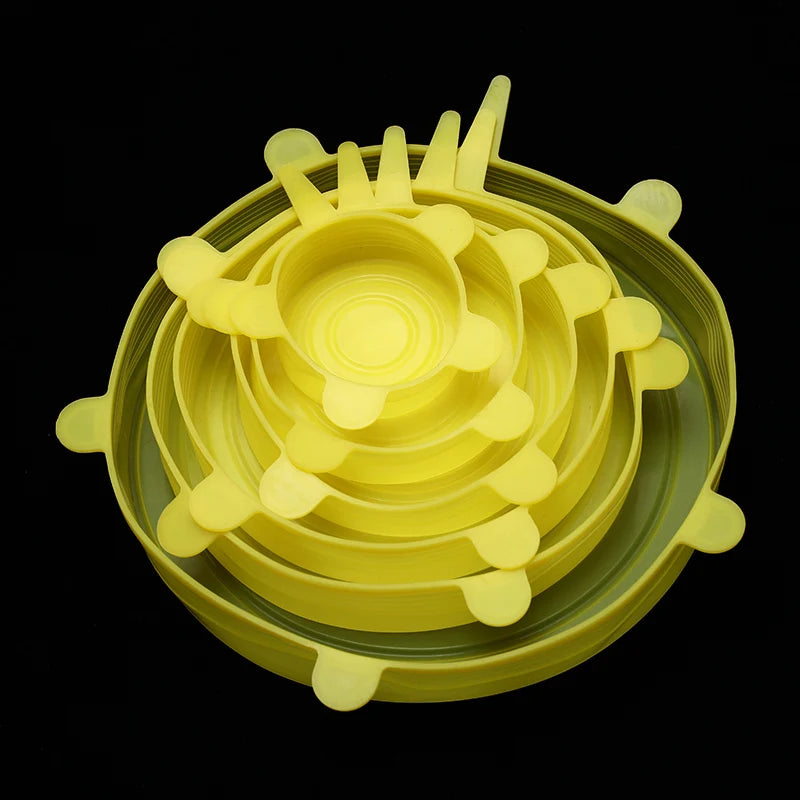 6-Piece Stretch Silicone Food Covers – Reusable Airtight Lids