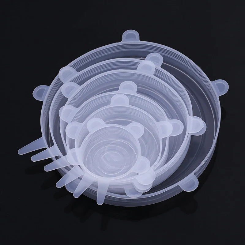 6-Piece Stretch Silicone Food Covers – Reusable Airtight Lids