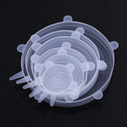 6-Piece Stretch Silicone Food Covers – Reusable Airtight Lids