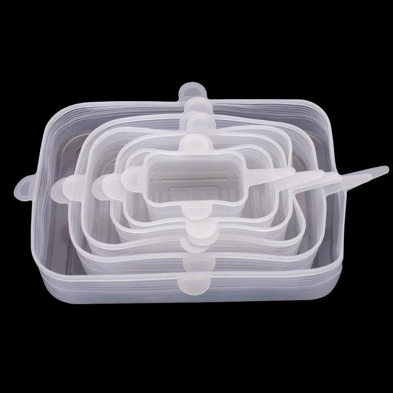 6-Piece Stretch Silicone Food Covers – Reusable Airtight Lids