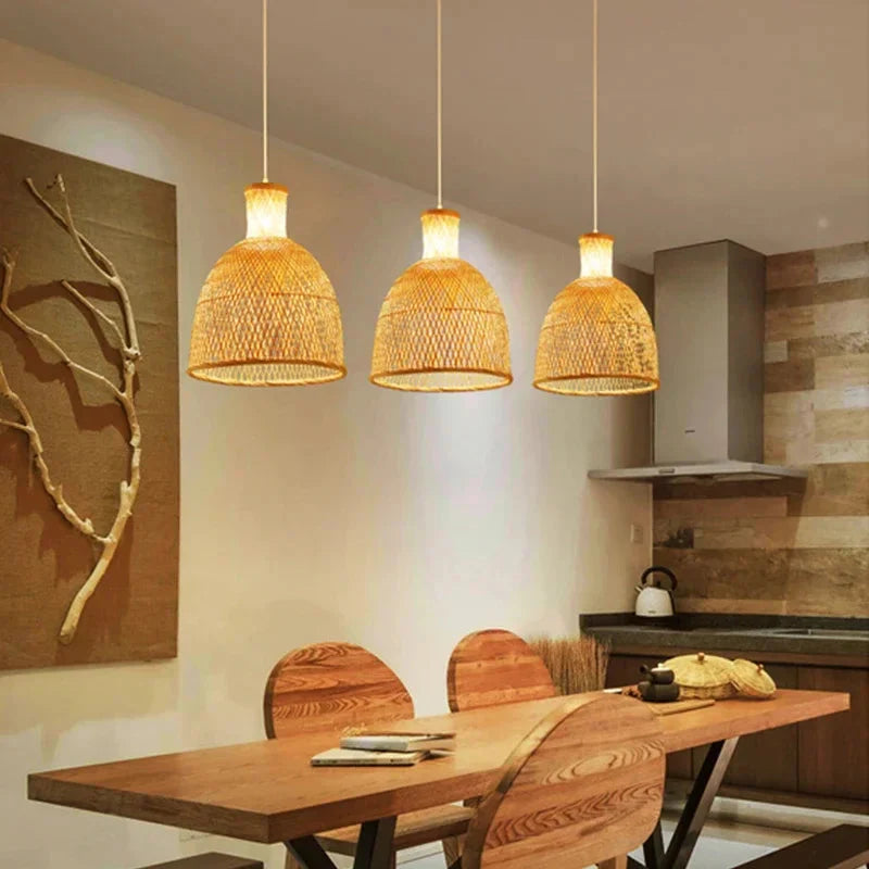 Handcrafted Open-Weave Rattan Pendant Light