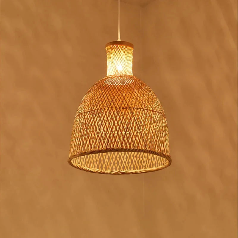 Handcrafted Open-Weave Rattan Pendant Light