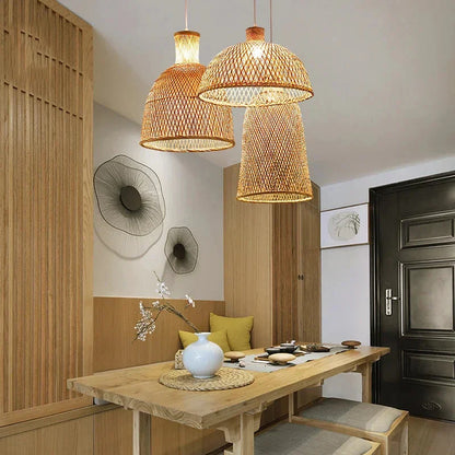 Handcrafted Open-Weave Rattan Pendant Light