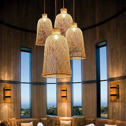 Handcrafted Open-Weave Rattan Pendant Light
