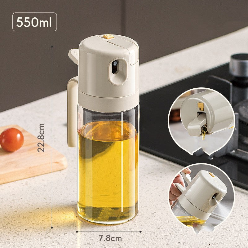 2-in-1 Glass Oil Sprayer & Pourer (550ml) – Automatic Flip & Precise Control