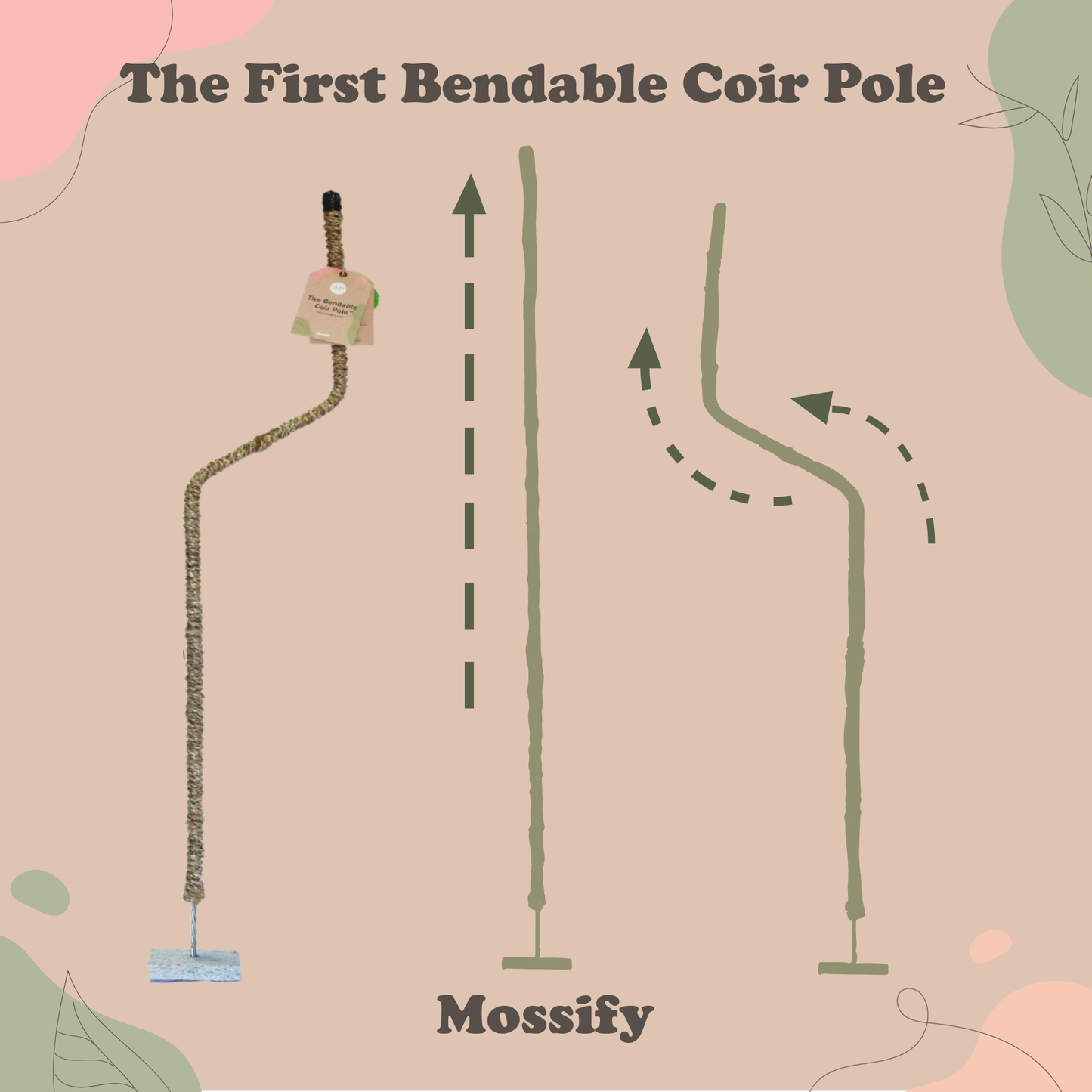 The Original Bendable Coir Pole - Best Seller (Tape Included)